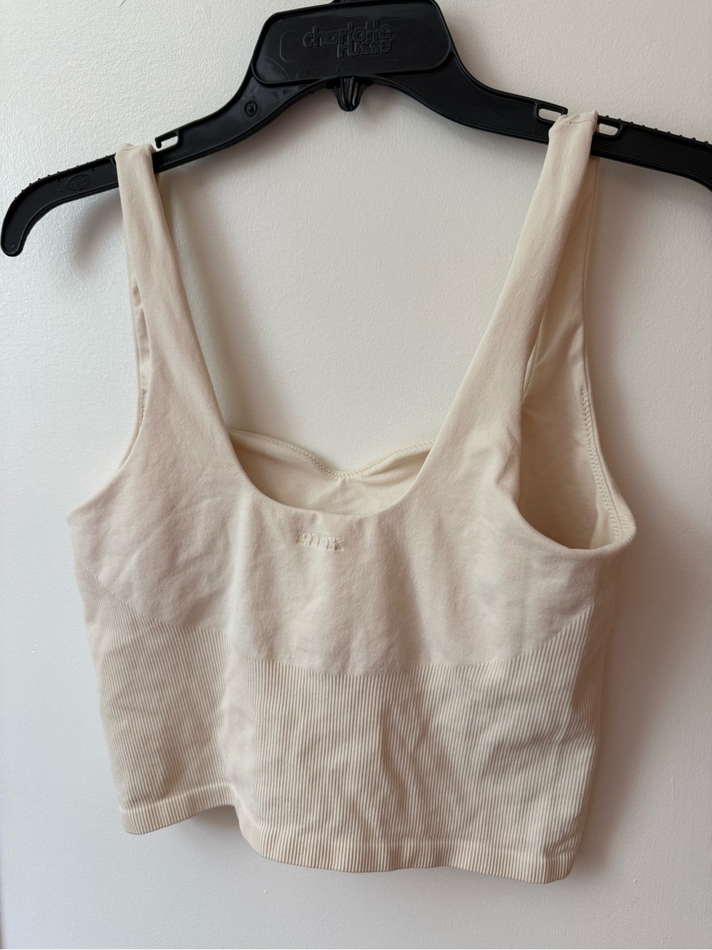 Cropped Ribbed VS pink Tank - Picture 2 of 6